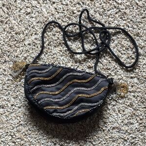 Clovis Ruffin for Genie Vintage Black Beaded Evening Cocktail Prom Purse